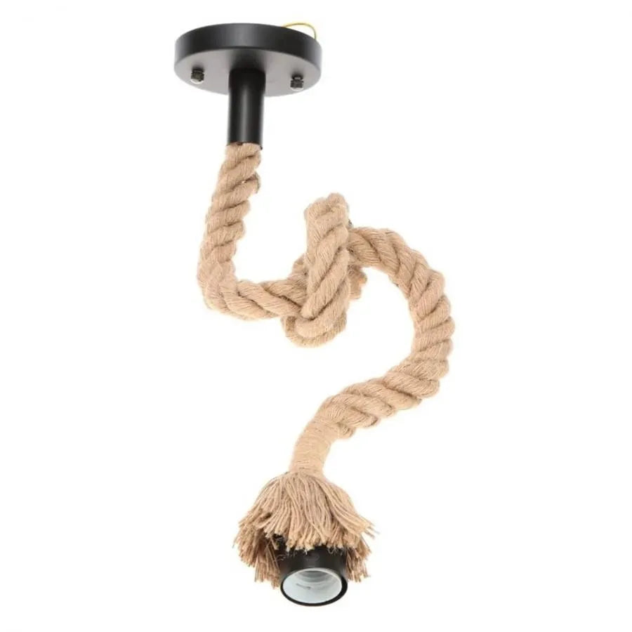 TEMU 2-year Warranty Lustra Vintage Corda, 1xe27, No Bulbs, Rustic, Rope And Metal, 92cm, Black Support, Height 92 Cm, Material Rope - Metal, Number