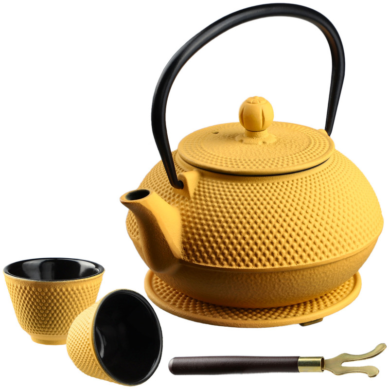 TEMU Kadax Herbal Tea Infuser Cast Iron Teapot 850ml Pitcher   2 Cups Yellow