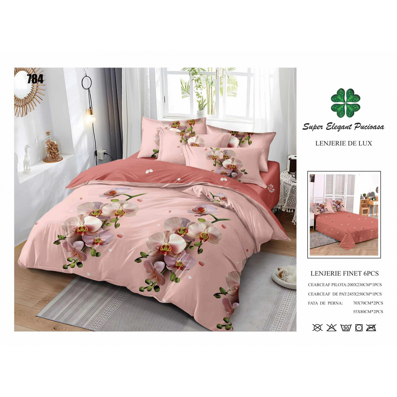 TEMU Bed Sheets From 6pcs - Pink With Orchid