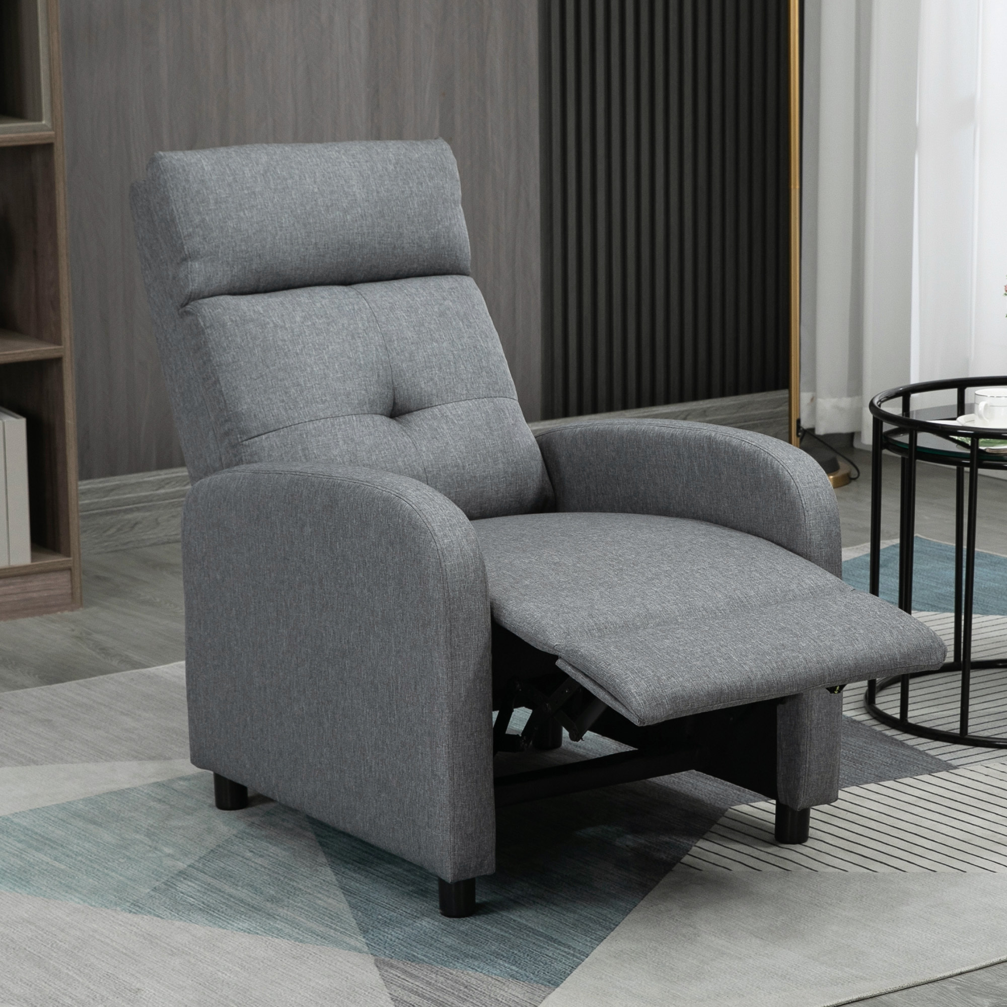 Image of Recliner, Tv Armchair With Reclining Function, Tv Chair With Linen Look, Upholstered Recliner With Core, Armchair Loadable Up To 150 Kg For Living Room, Grey