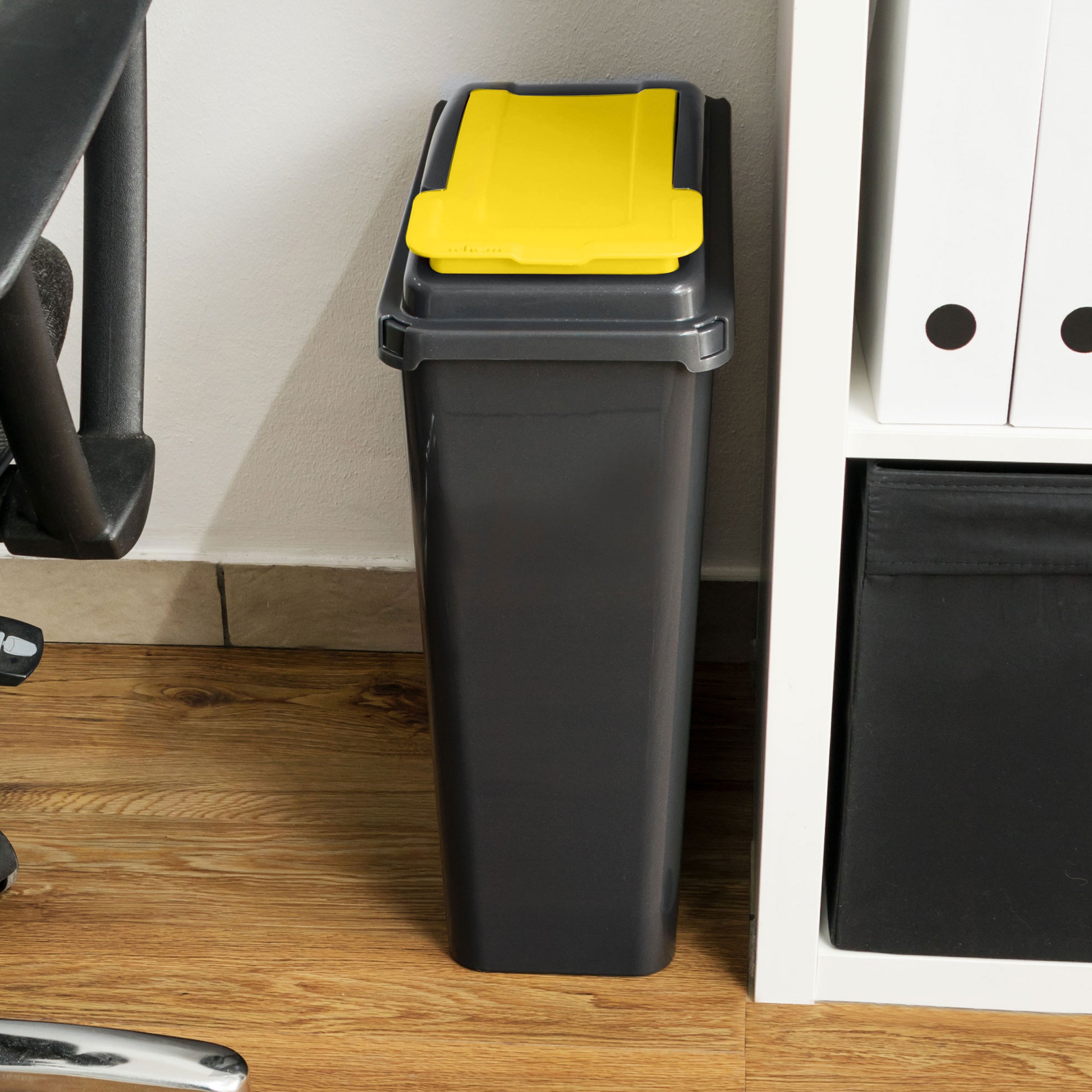 25 Liter Recycling Bin Black 19x40x50cm With Removable Colored - Slim Kitchen Waste Bin Trash Can Yellow Bag Large Kitchen Waste Bin Paper Waste Bin