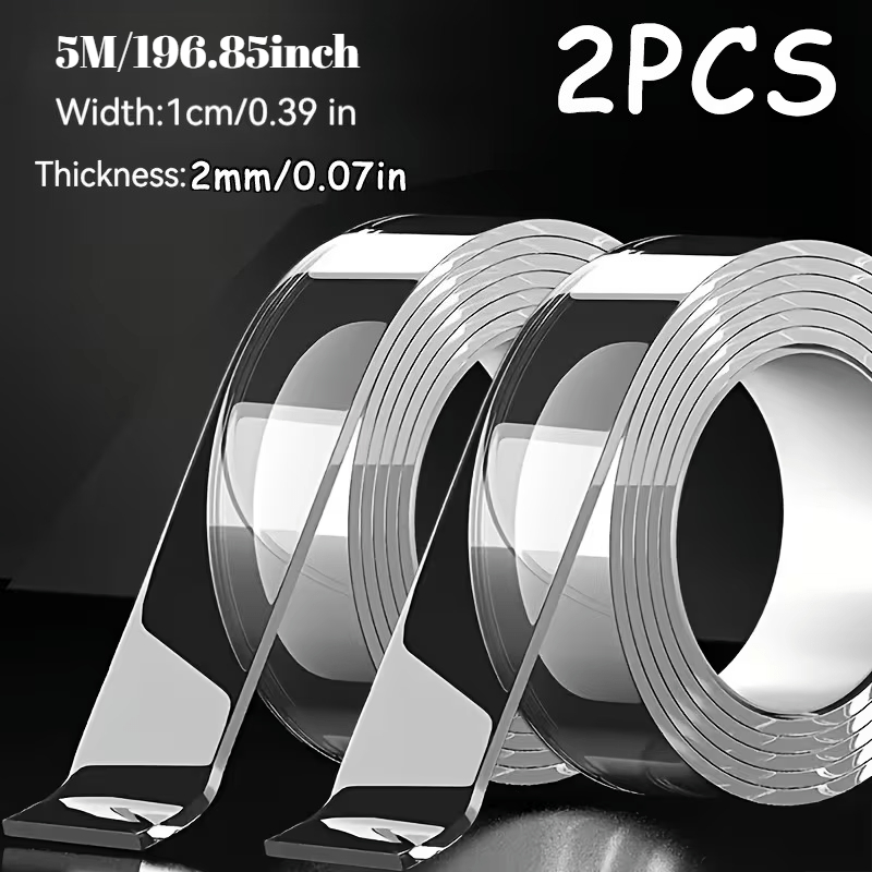 E-shop 2 Stück Industriequalität Nano Doppelseitiges Klebeband, 5 Meter lang, entfernbar ohne zu hinterlassen, PET transparentes Material, hohe