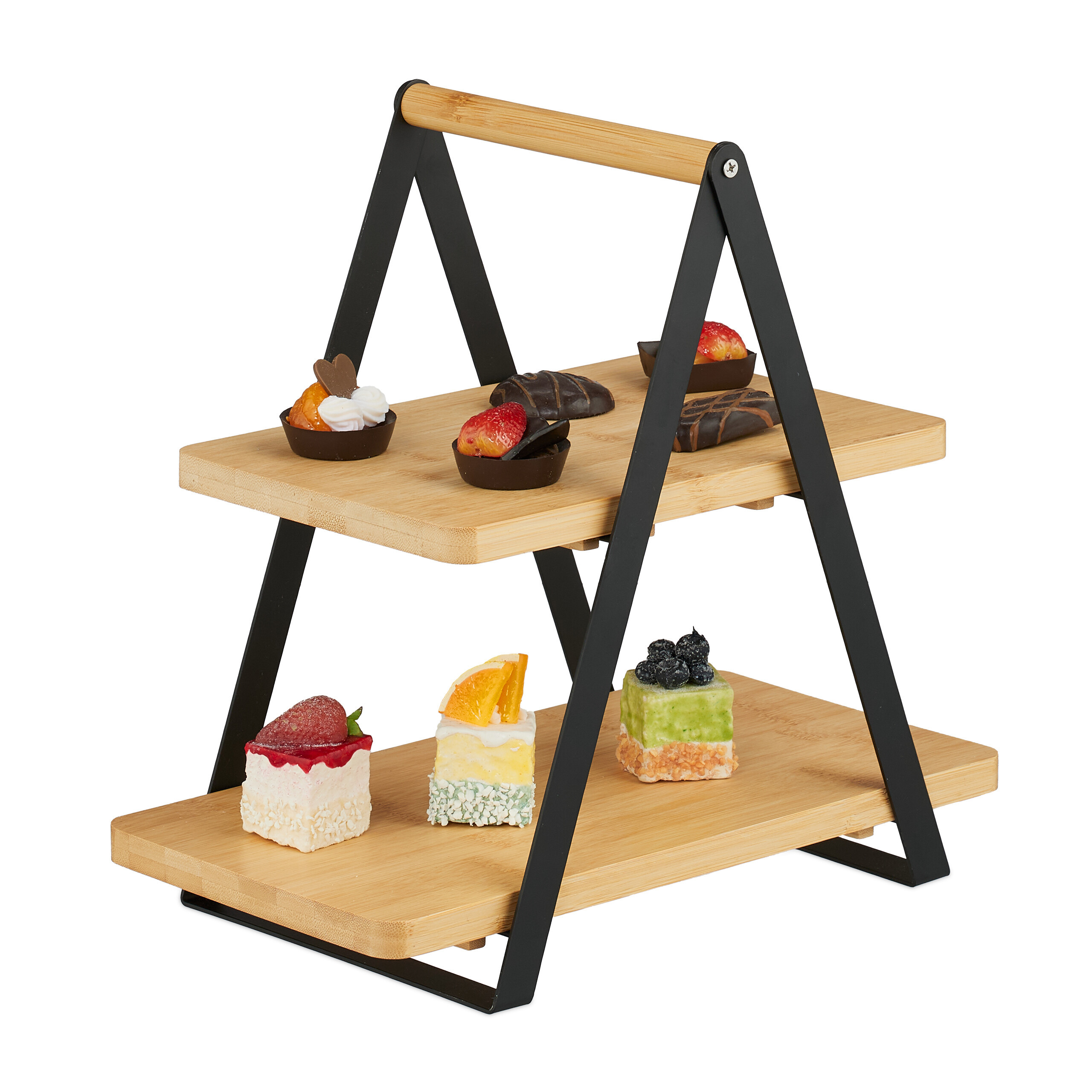 E-shop Etagere in Natur/ Schwarz - (B)34 x (H)33 x (T)19 cm