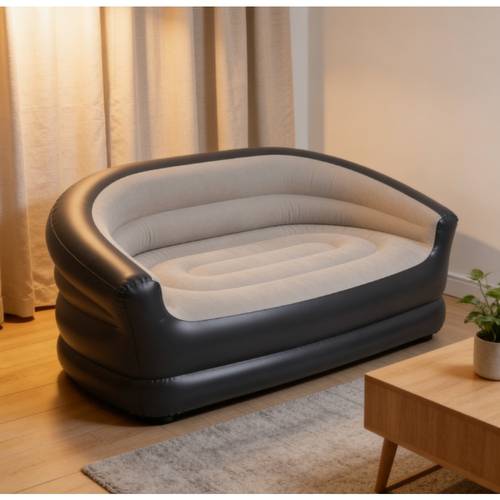 2 person inflatable loveseat flocked surface heavy duty vinyl quick inflation compact foldable storage for