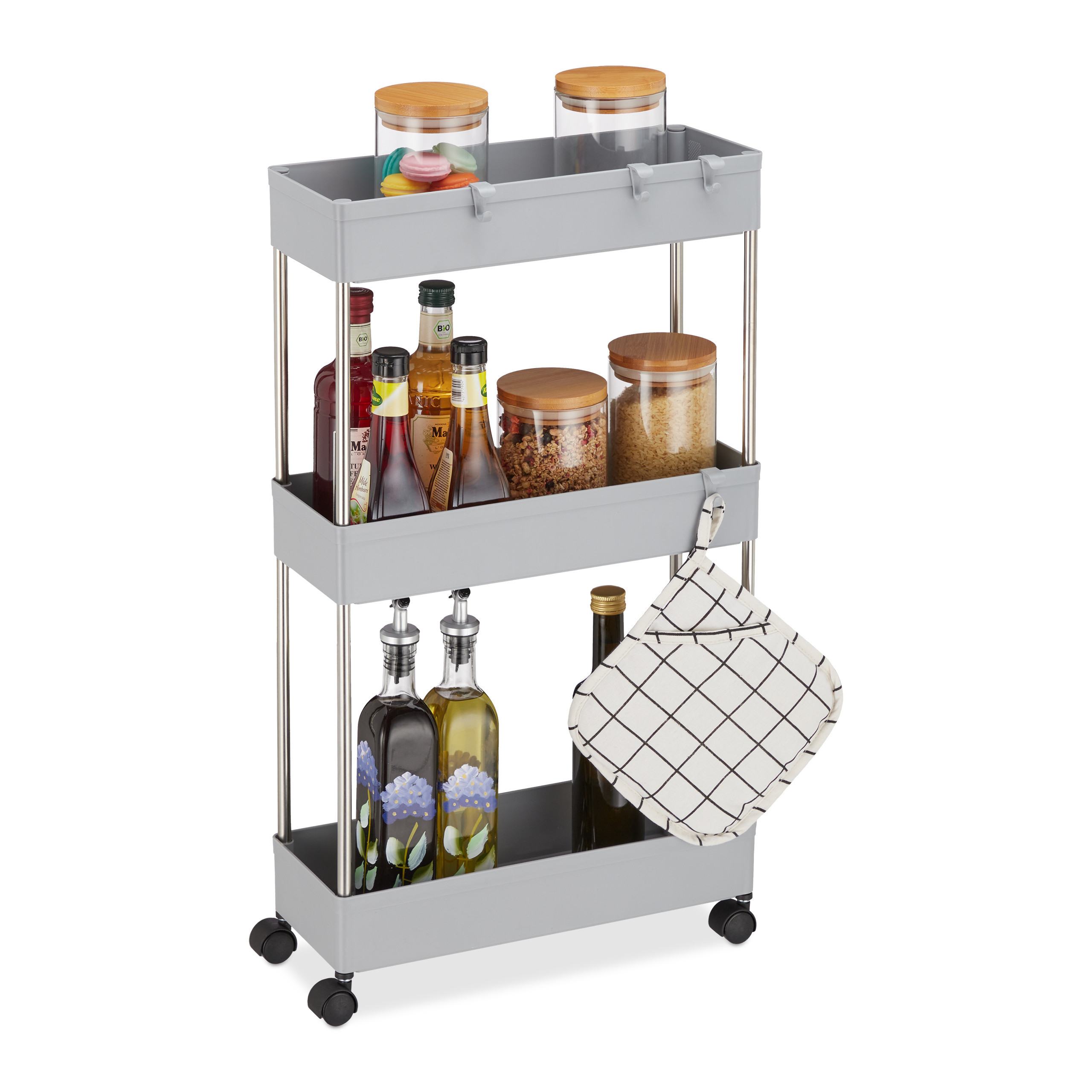 Niche Cart In Gray - (w)15.5 X (h)70 X (d)40.5 Cm