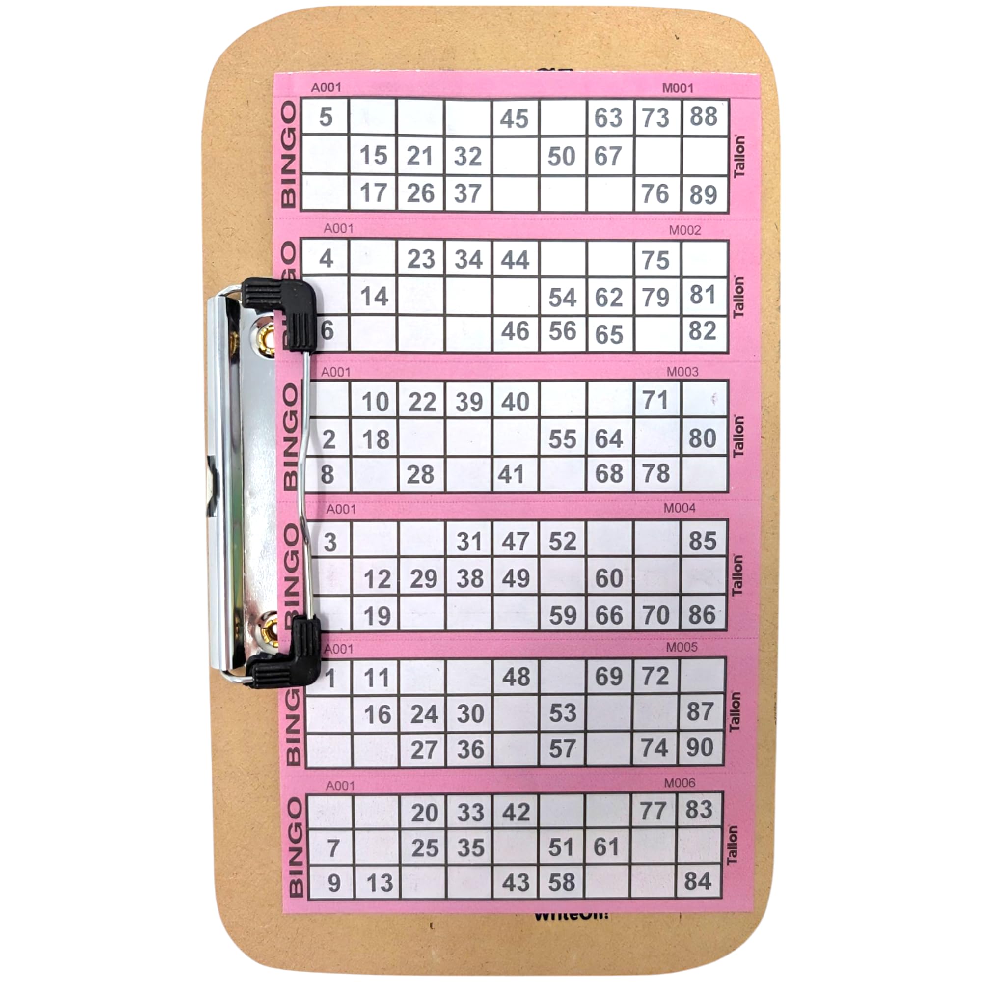 6-Pack Bingo Boards with Metal Clip for Portable Game Use