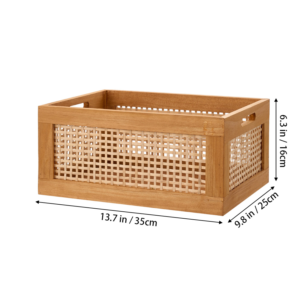 Boho Rattan Storage Basket for Desktop Organization