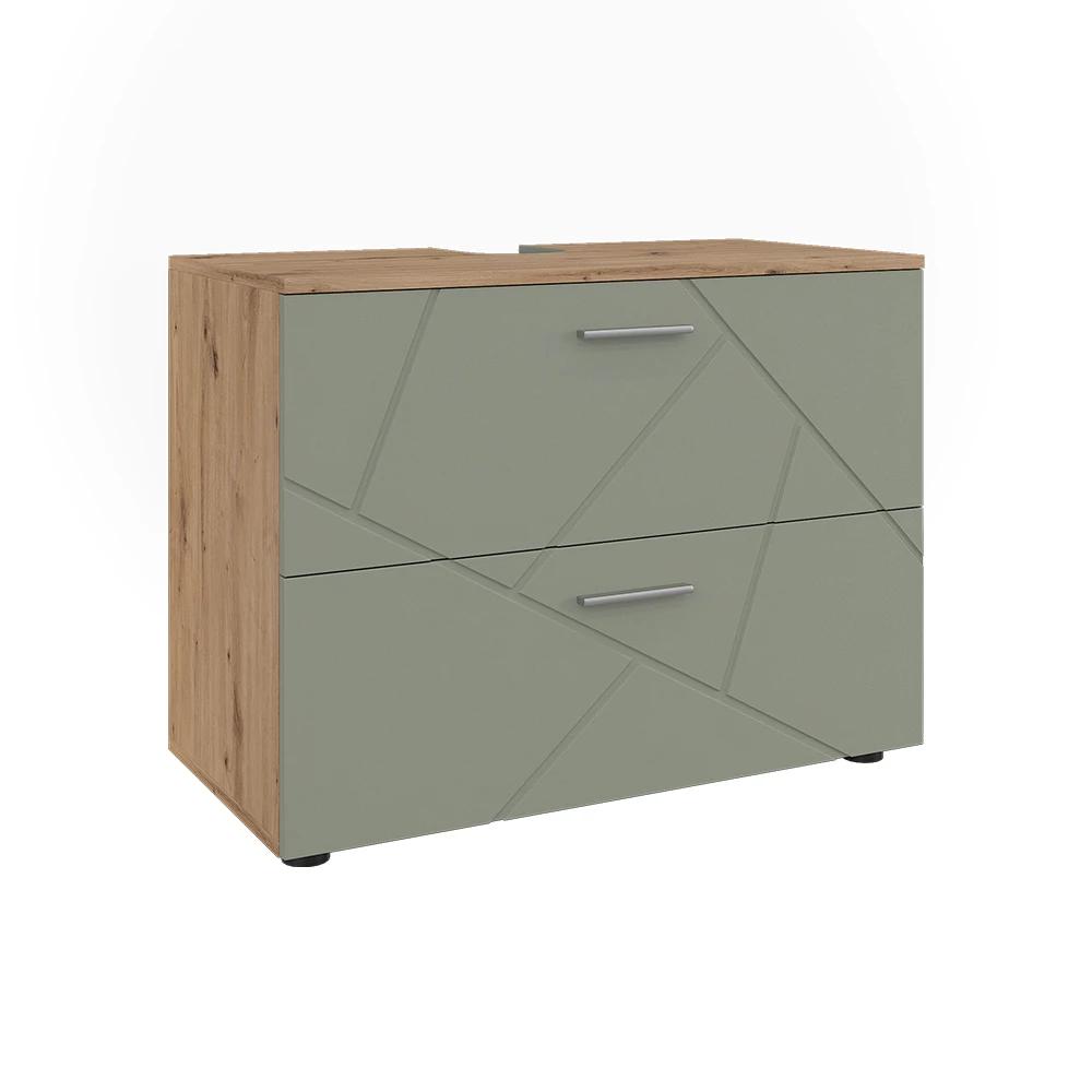 Image of Irma Soap Green Washbasin Cabinet 80 X 58.6 Cm With Drawers