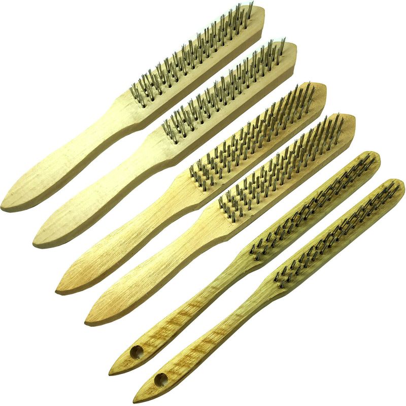 Image of 6x Steel Brush Wire Brush Metal Brush Wood Cleaning Brush With 2, 3, 4