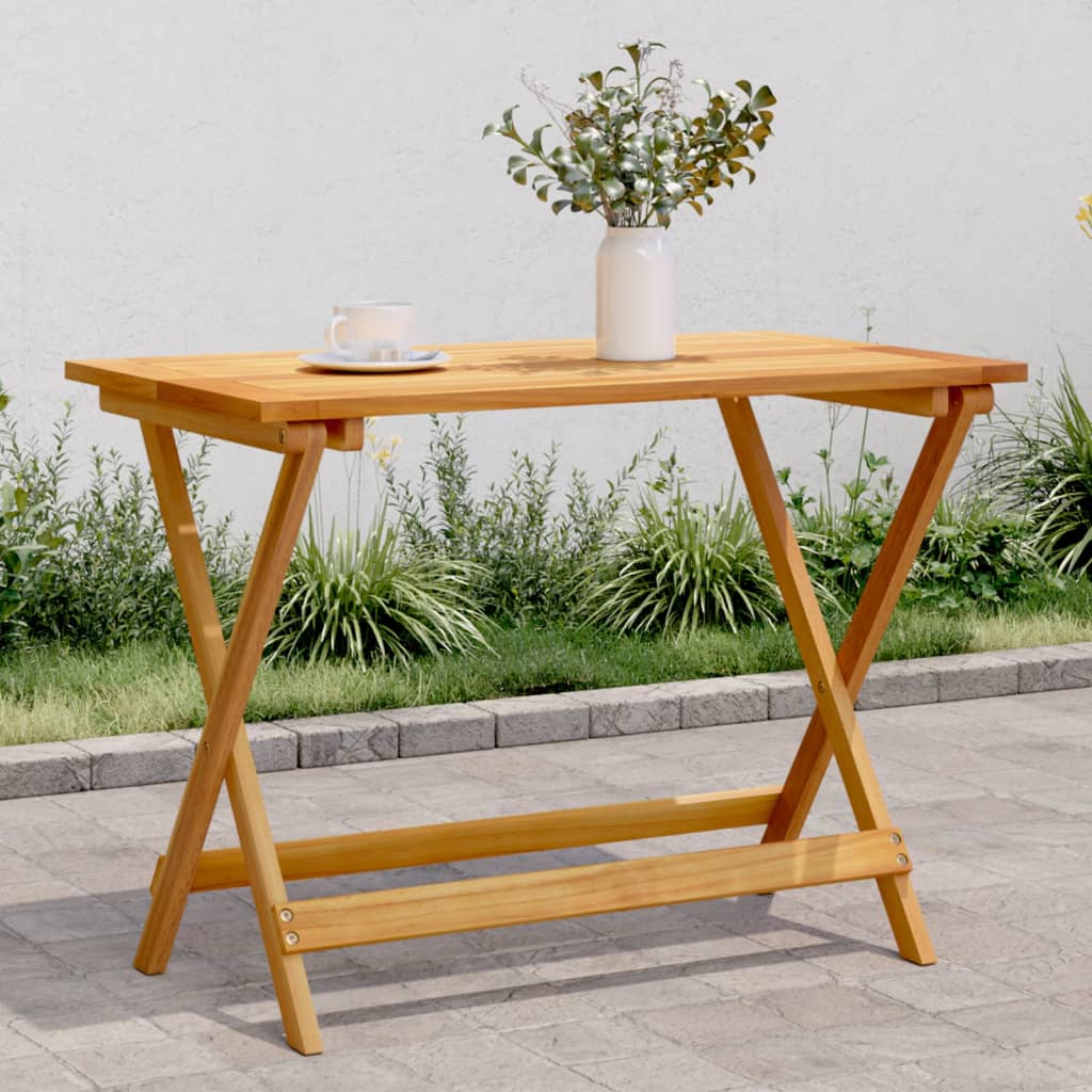 Image of Vidaxl Garden Table, Dining Table With Folding Design, Wooden Table For Balcony, Folding Table Garden Furniture, Solid Acacia Wood
