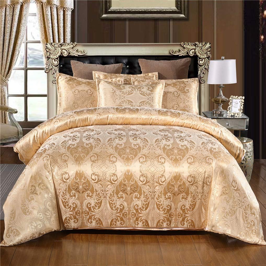 TEMU 3pcs European-style Satin Jacquard Quilt Cover Set (1*duvet Cover + 2*pillowcase), Luxury Vintage Floral Pattern, Soft Comfortable Breathable
