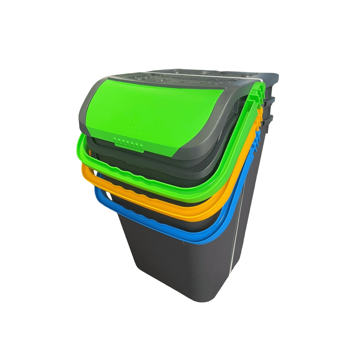 TEMU 35-liter Trash Can Set – Ecoplast Waste Sorting, Colorful Waste Bins