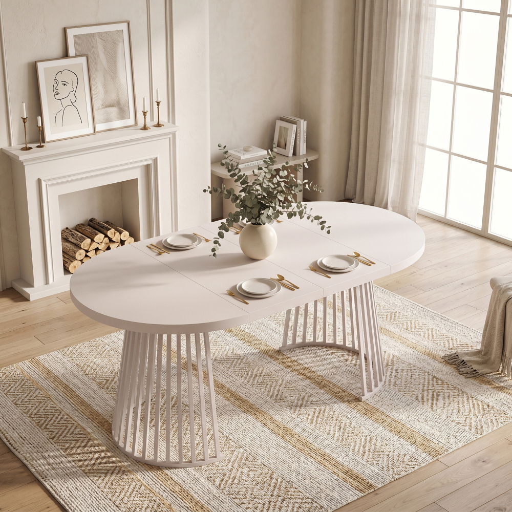Image of 100/138/176 * 100 Cm Modern Extendable Table With -out Function High-load Tabletop Metal Legs Design Dining Table For Gatherings Apartment Furniture