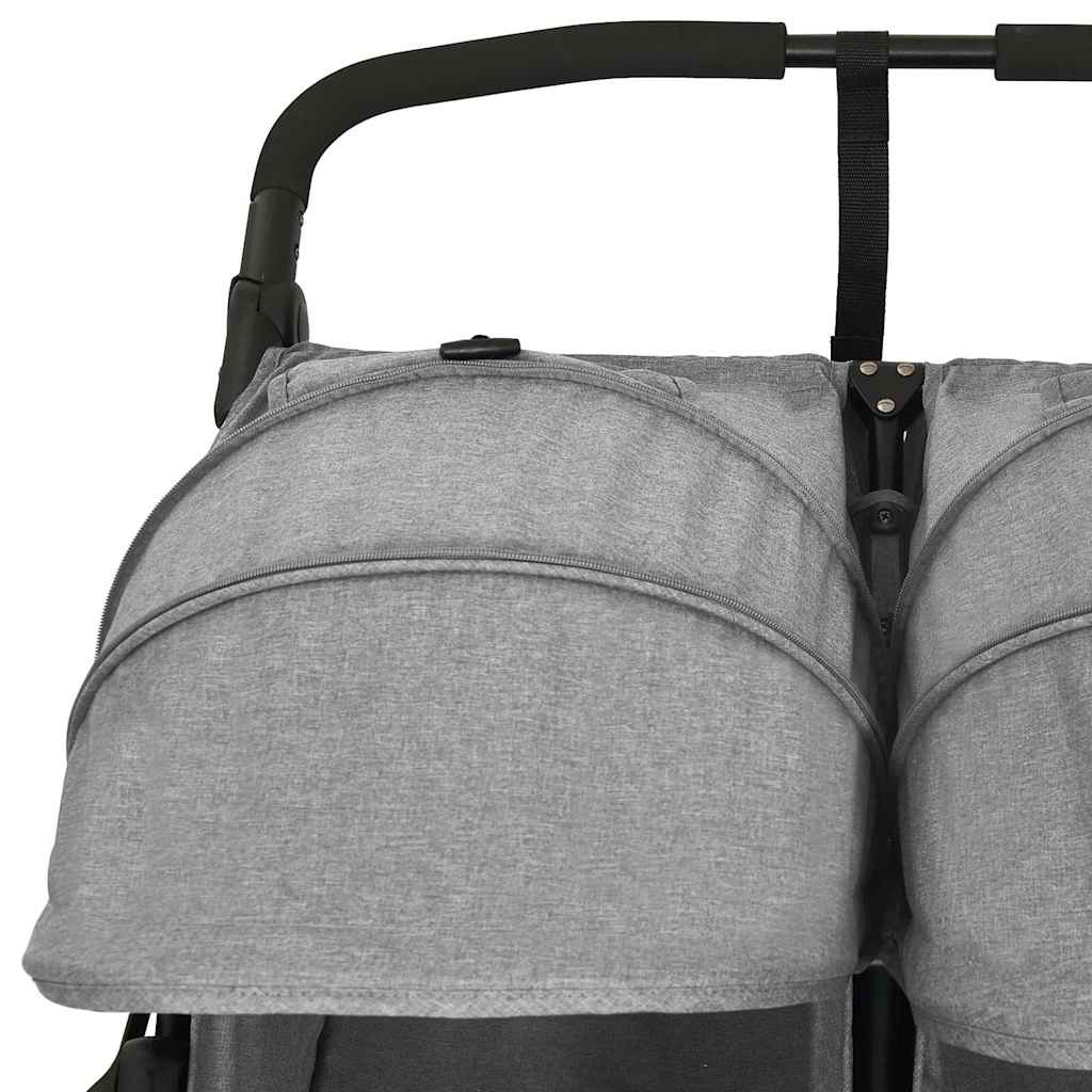 Lichtgrijze Stalen Dubbele Kinderwagen - Babywagen, Lichtgewicht Dubbele Kinderwagen, Opvouwbare Dubbele Kinderwagen, Gezinswagen, Kinderaccessoires