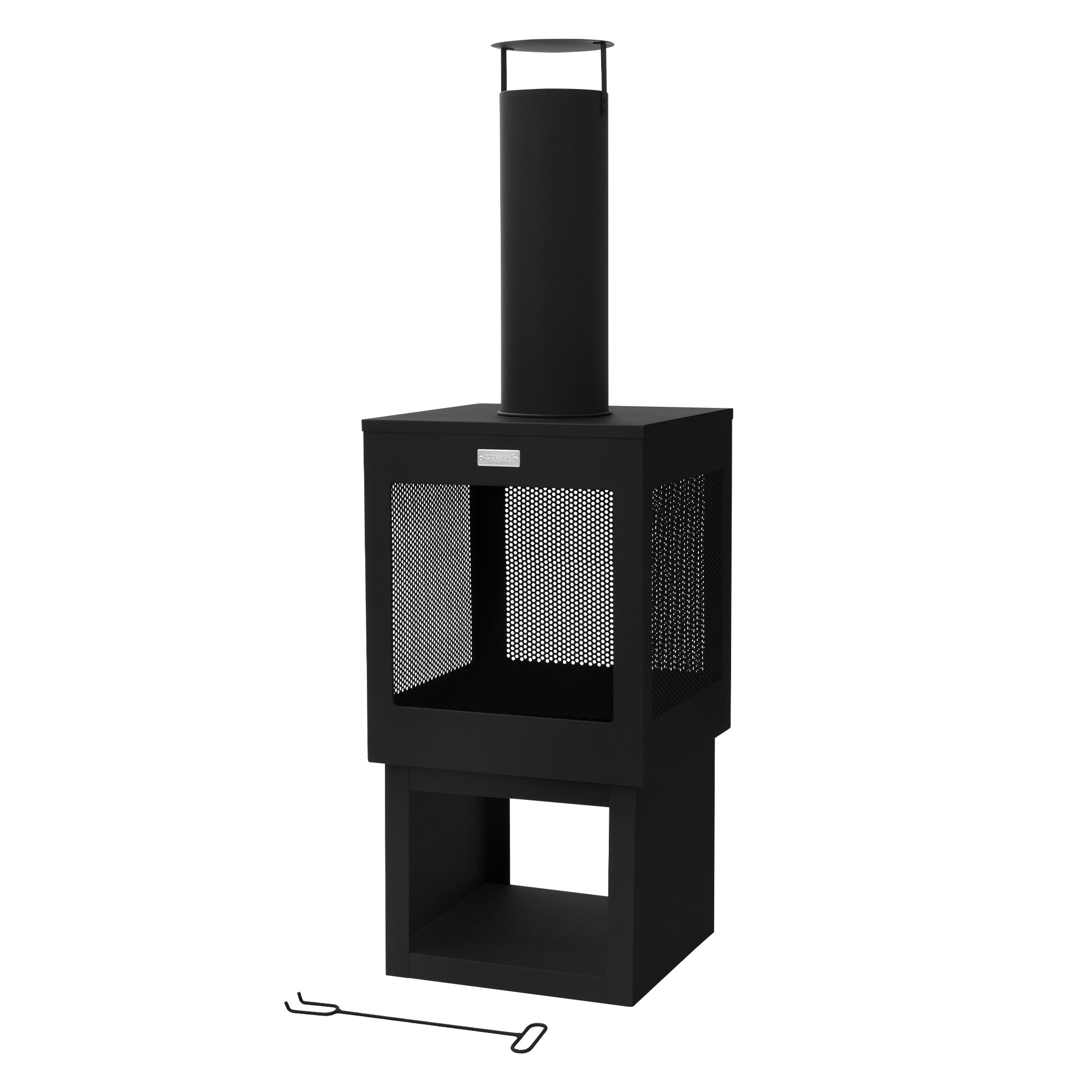 Ml-design Garden Chimney With Flue, Made Of Steel, Outdoor Garden Oven, Patio Oven With Poker, Removable Roof, Wood Storage, Patio Chimney Fire Bowl/fire Basket For Garden & Camping