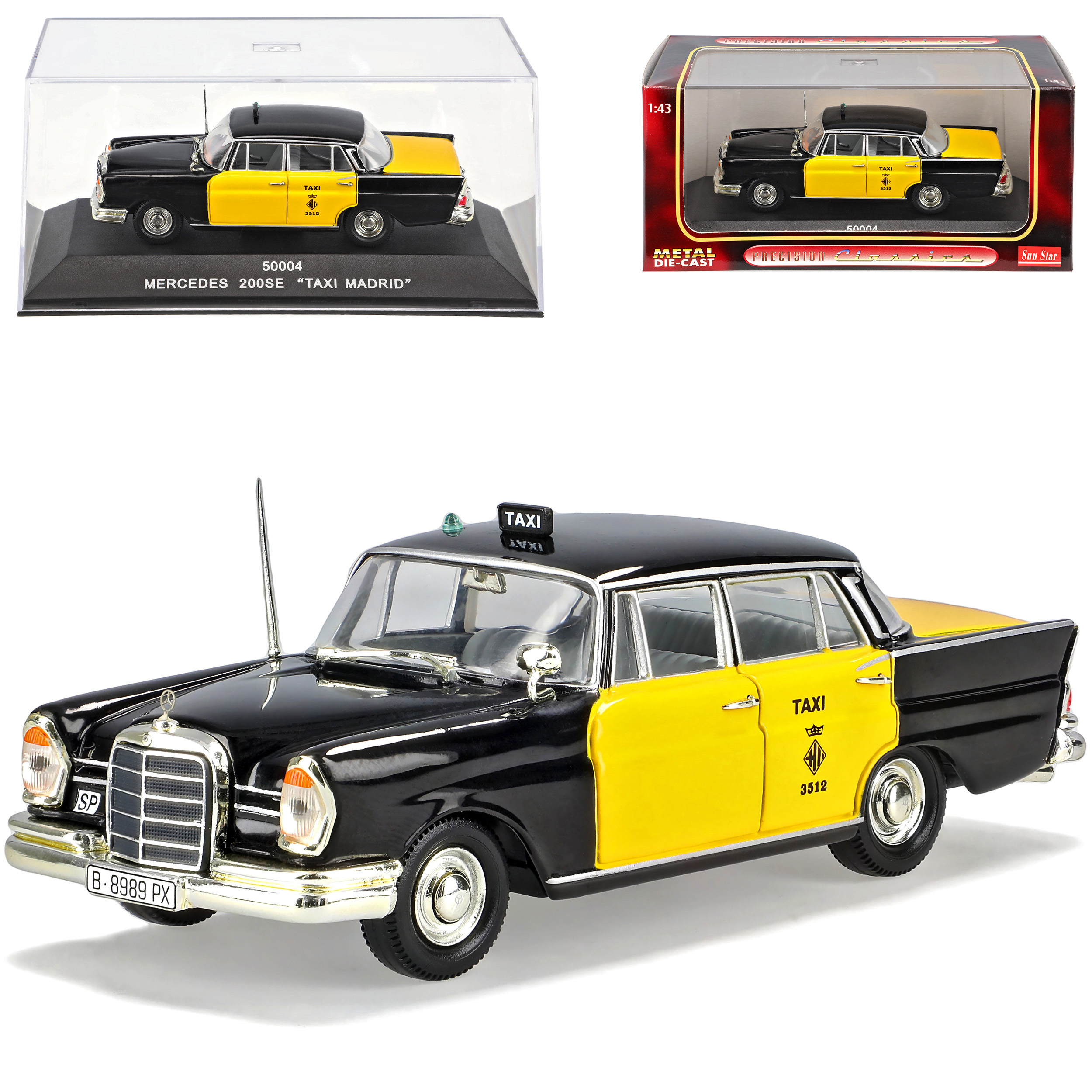 Image of Mercedes-benz 200se Taxi Madrid W108 W109 1965-1972 1993-1999 1/43 Model Car