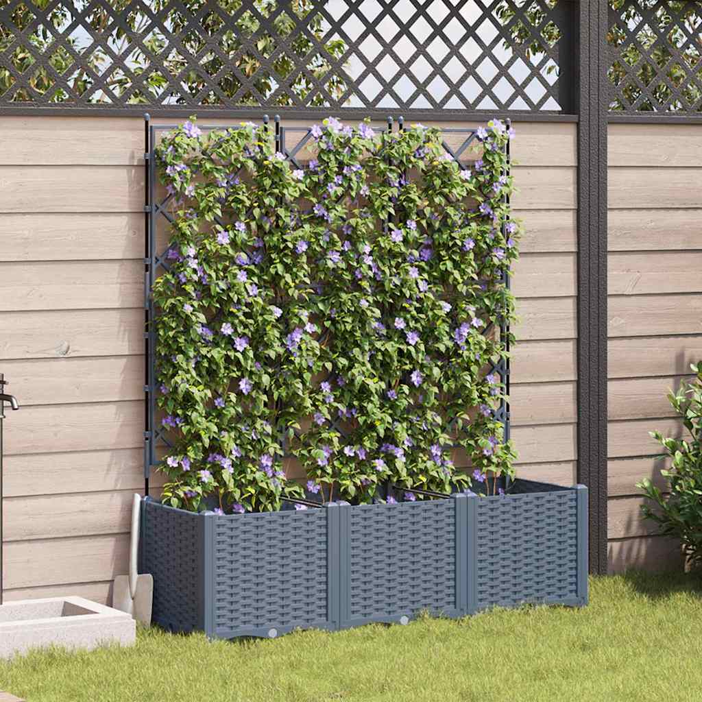 Image of Vidaxl Garden Planter 3pcs Light Grey 120 X 40 X 143 Cm Plastic, And Terrace, Elegant Planter Box, Functional Outdoor Decoration, Minimalist Container For Versatile Gardening