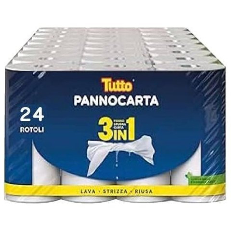 TEMU Tutto Pannocarta Carta Multiuso 3 in 1, 24 rotoli, Assorbente e riutilizzabile