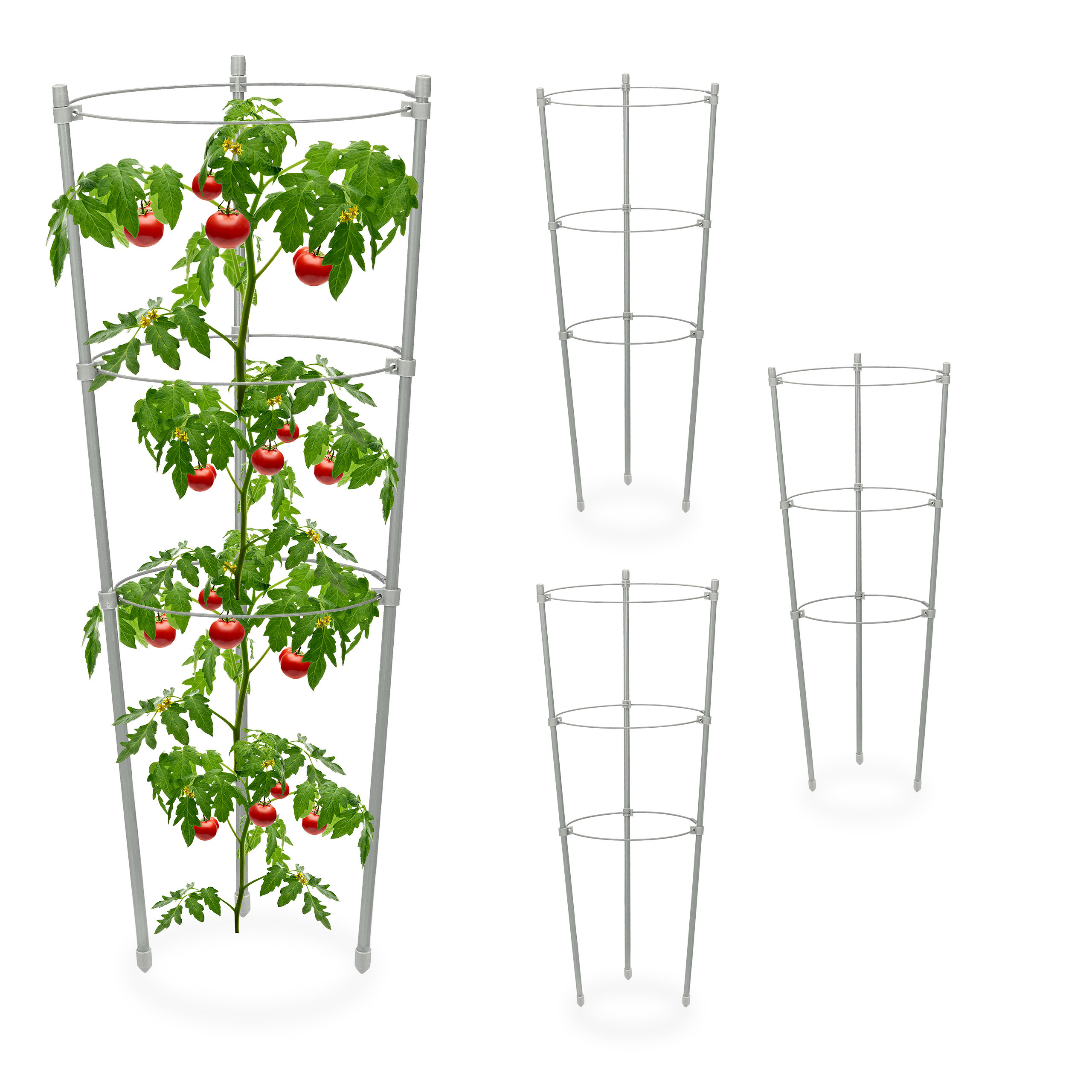 4 X Plant Supports In Gray - (h)45 X Ø 22 Cm