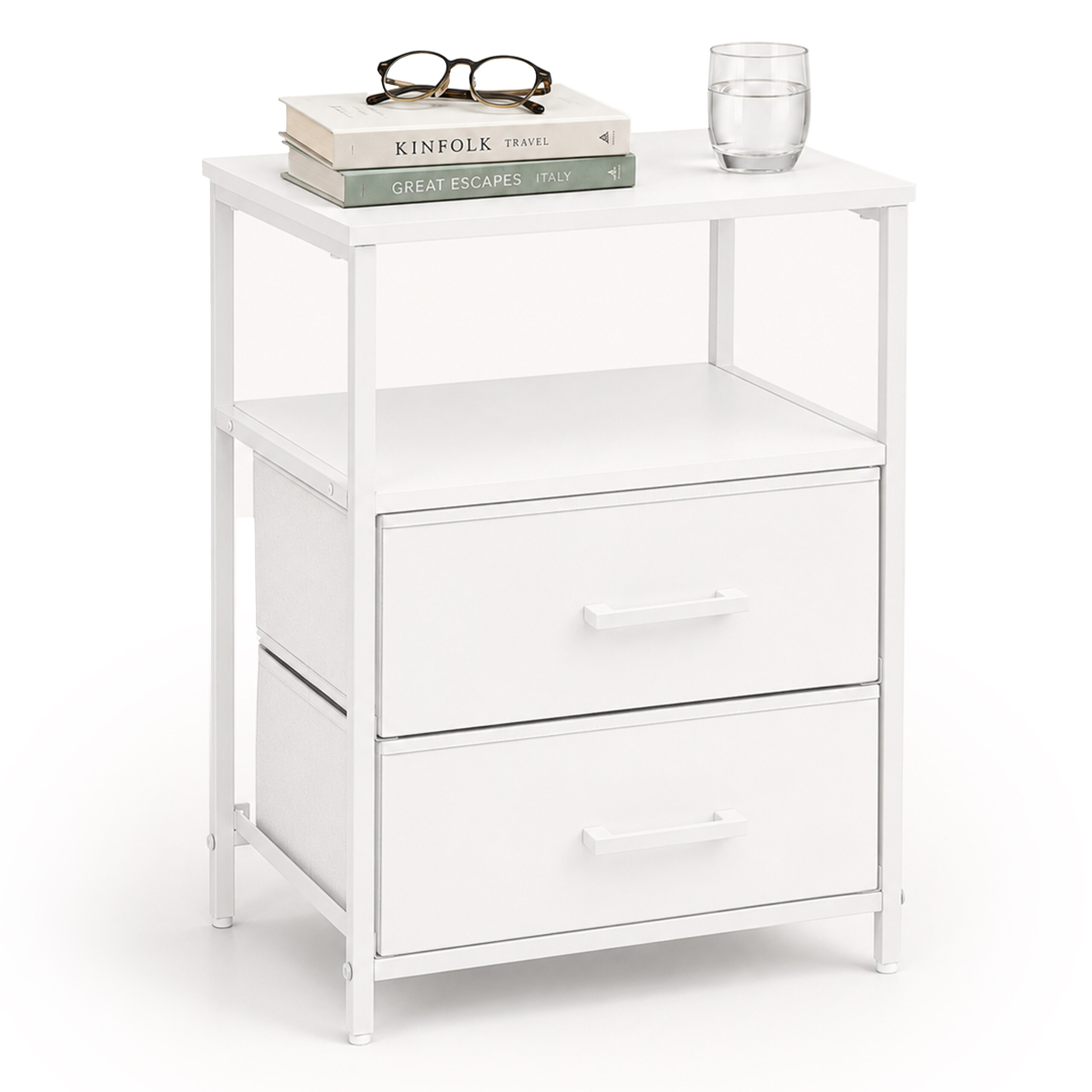 Nightstand In White - (w)38 X (h)61 X (d)28 Cm