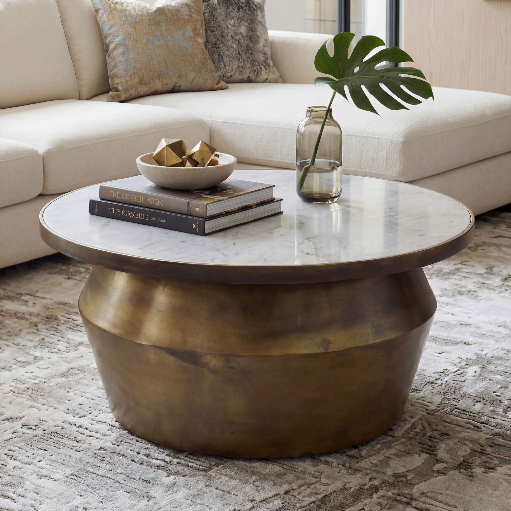 Coffee Table 60cm Aluminum With Tabletop - Round Living Room Table - Design Sofa Table - Modern Lounge Table - Elegant Side Table Living Room Handmade