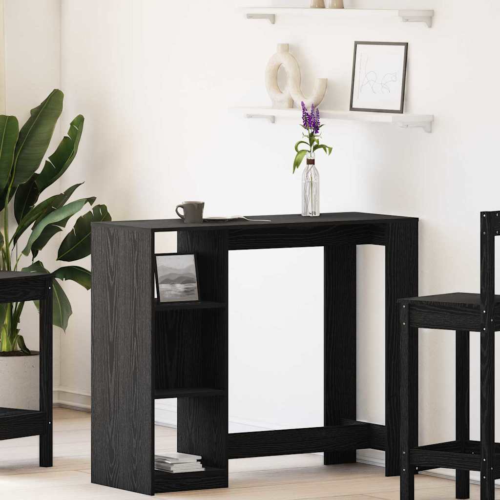 Vidaxl Modern Bar Table In With Solid Wood Construction And 3 Shelves For Dining And Home Use, Stylish High Rectangular