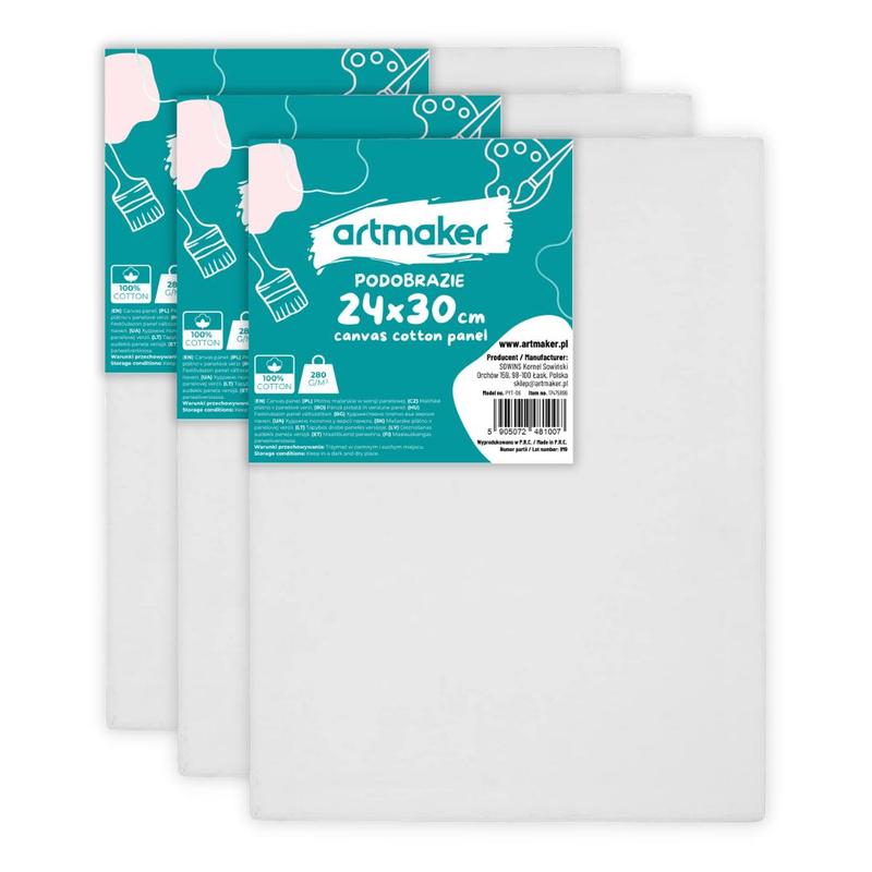TEMU Set Of 3pcs Of Painting Canvas 24x30 Cmpanel For Painting 280 Gsm Painting Surface For Acrylic Oil Watercolor Gouache 3 Mm Thick White For