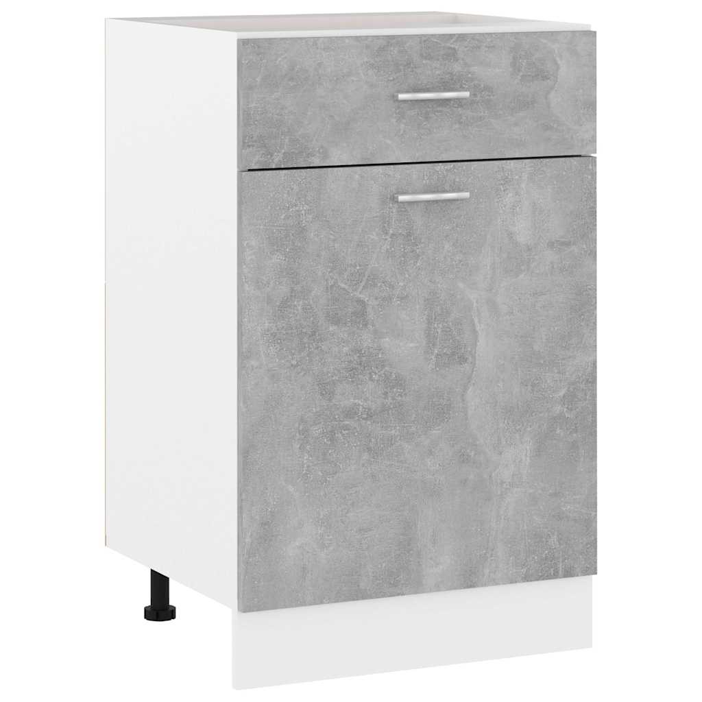 Image of Push-under Cabinet "" Concrete Grey 50x46x81.5 Cm Wood, Kitchen Cabinet, Cabinet, Gastro Furniture, Kitchen Furniture, Storage Cabinet
