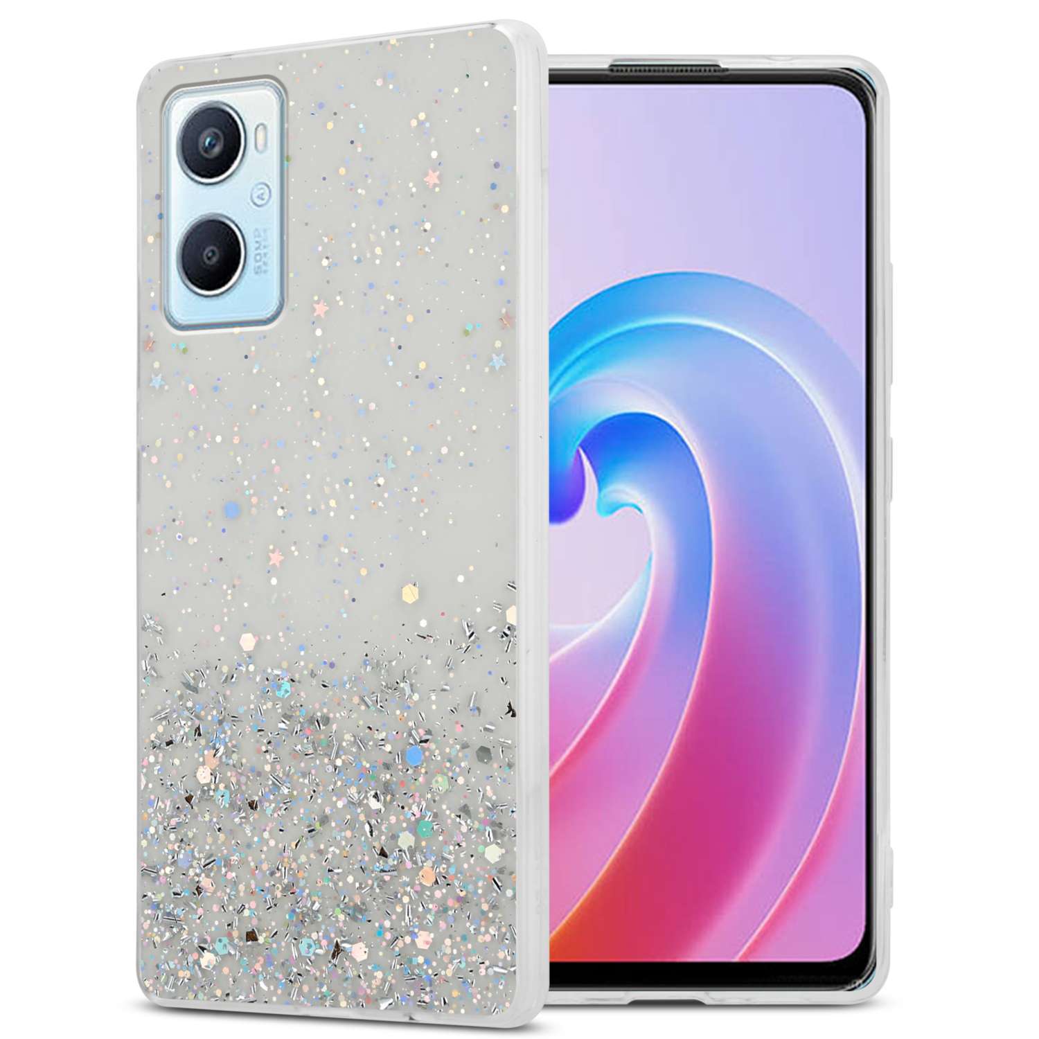 Image of Case Compatible For Oppo A36 / A76 / A96 4g / K10 4g / Realme 9i Protective Of Flexible Tpu Silicone With Sparkling Glitter Case Cover Case Mobile Phone Case
