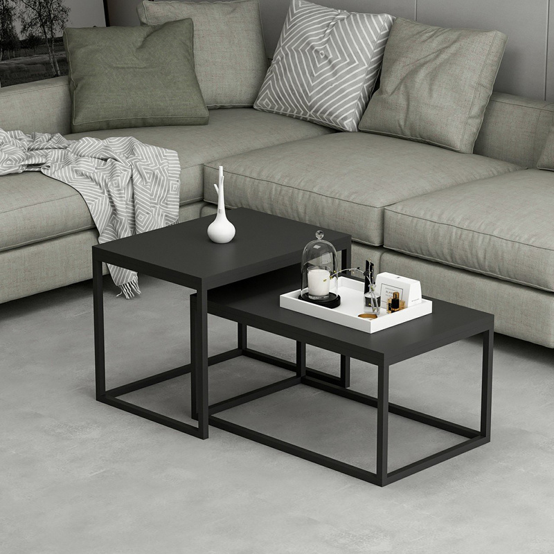 Aabenraa Nesting Tables Set Of 2, Coffee Table And Side Table In Particle Board And Metal