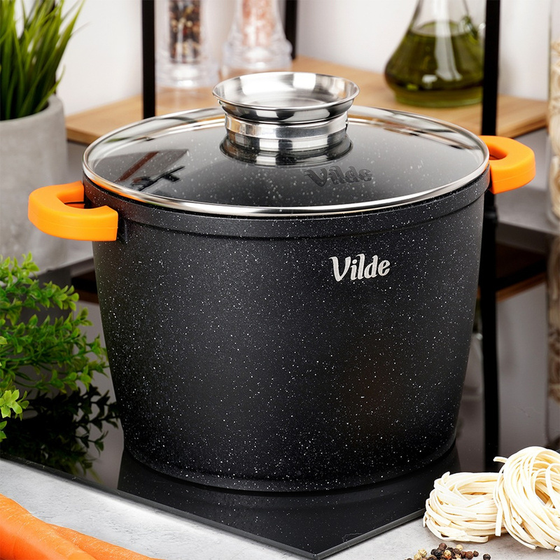 Image of Granite Pot With A Glass Lid Terruna 24 Cm, 6.7 L