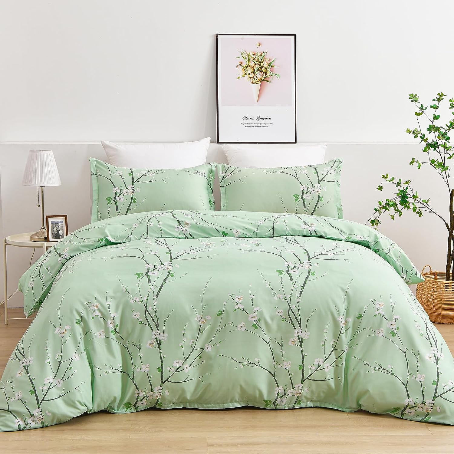 

Floral Bedding Plum Blossom Branch Elegant Bedding Sets Brushed Microfiber Soft Bedding Girls Duvet Cover With Zipper And Pillowcase 80x80cm