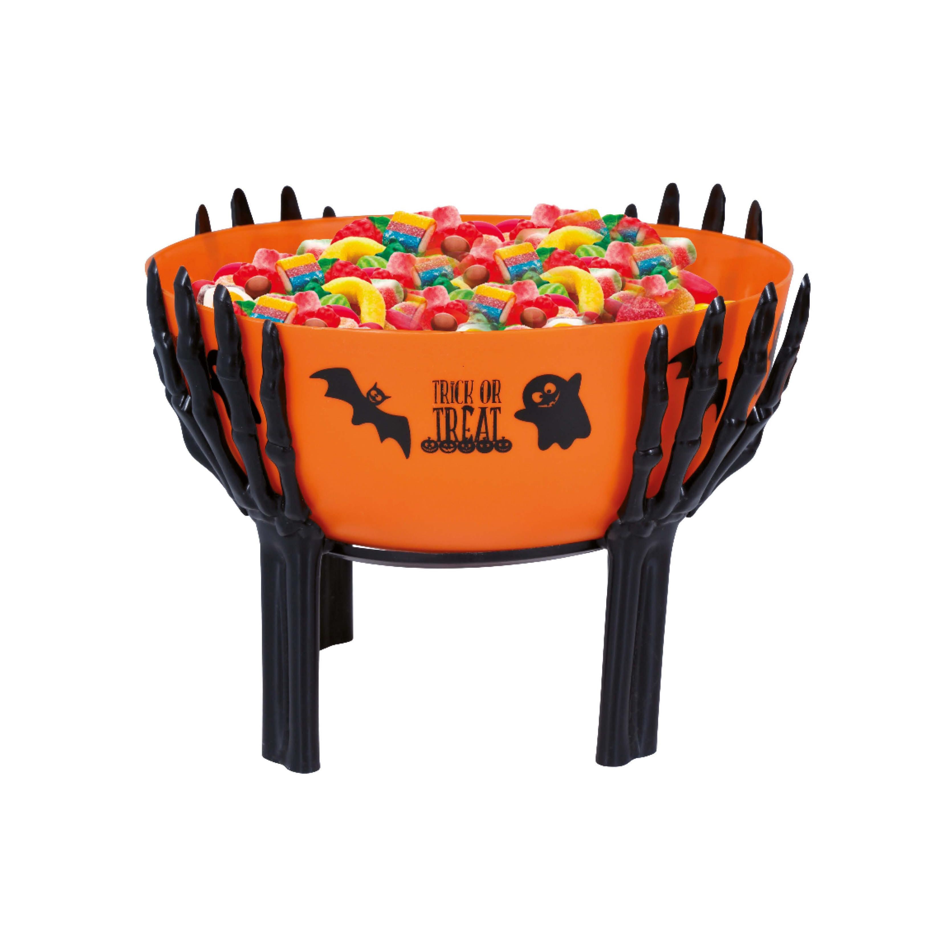Image of Halloween Pumpkin Bowl With Skeleton Decoration For Spooky Parties Bowl Decor With Stands For Table Decoration Without Material Specification