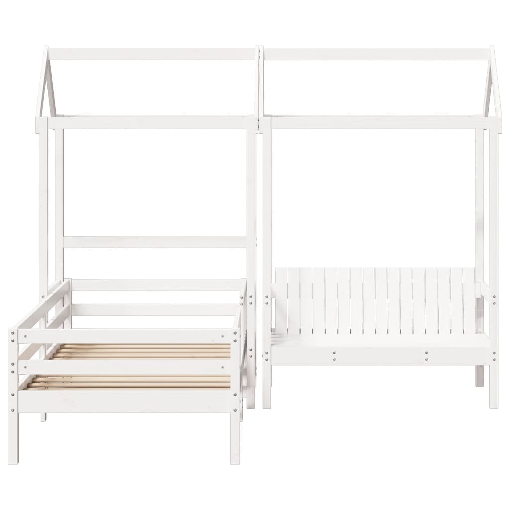 Furniture set, Bed and Bench Set with Roof without Mattress White 80x200 cm