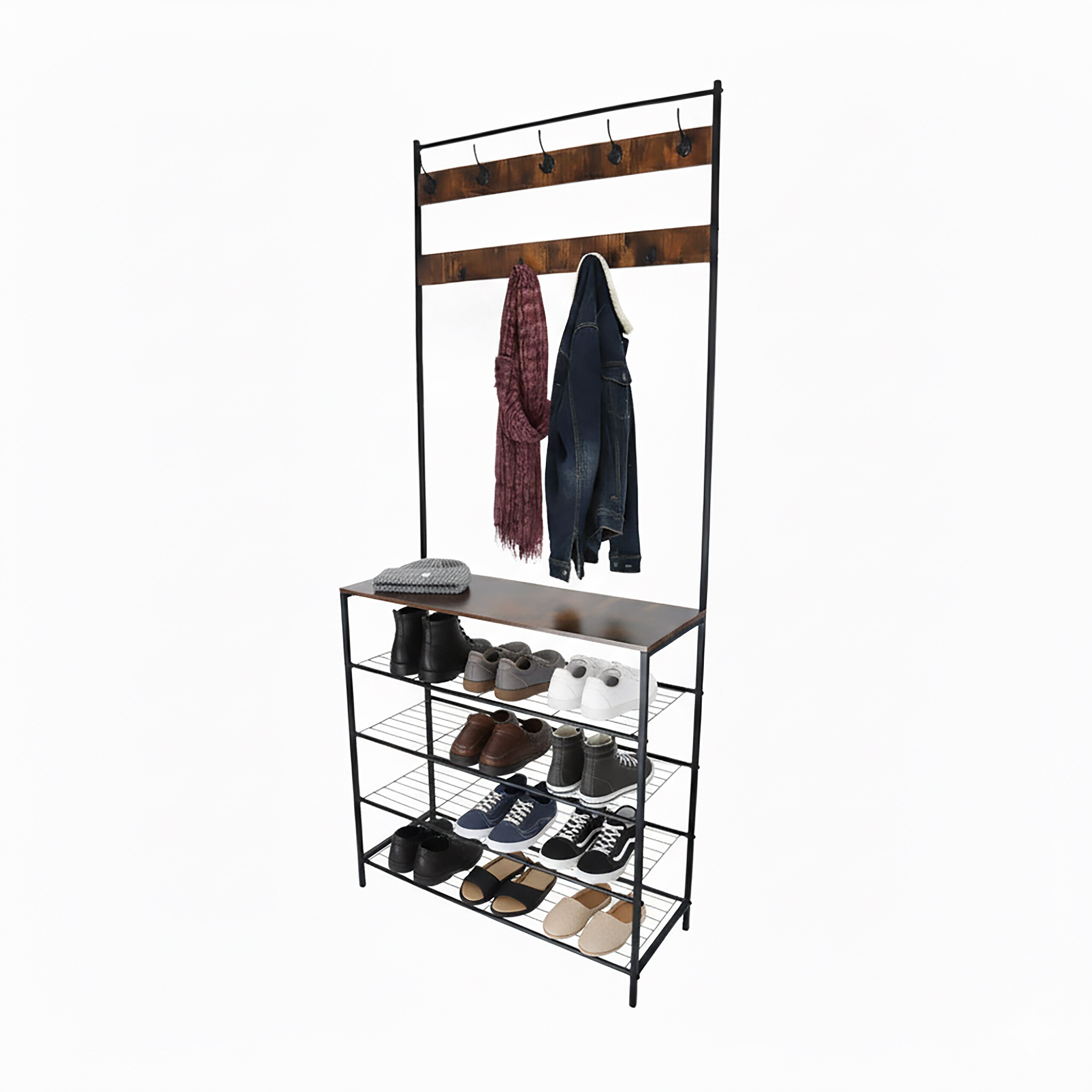 Coat Rack In Black/dark Brown - (w)80 X (h)190 X (d)30 Cm
