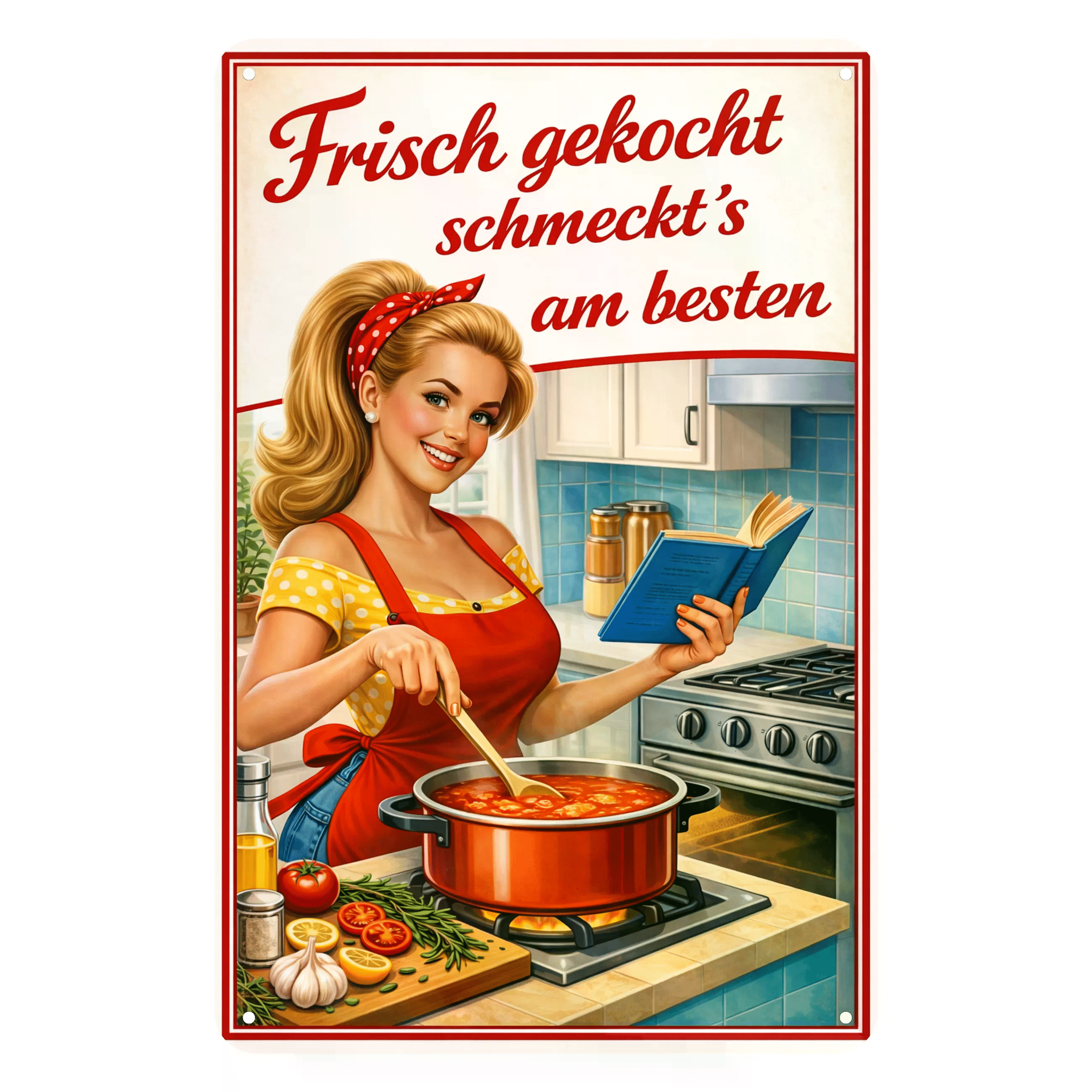 Image of Metal Sign 20x30cm 2d Flat " Cooked Best" Funny Kitchen Slogan Retro Vintage Decor Metal Plate Nostalgic Metal Sign Kitchen Cooking Food Café Homemaker Wall Decor Gift Idea For Hobby Cooks Astradesign