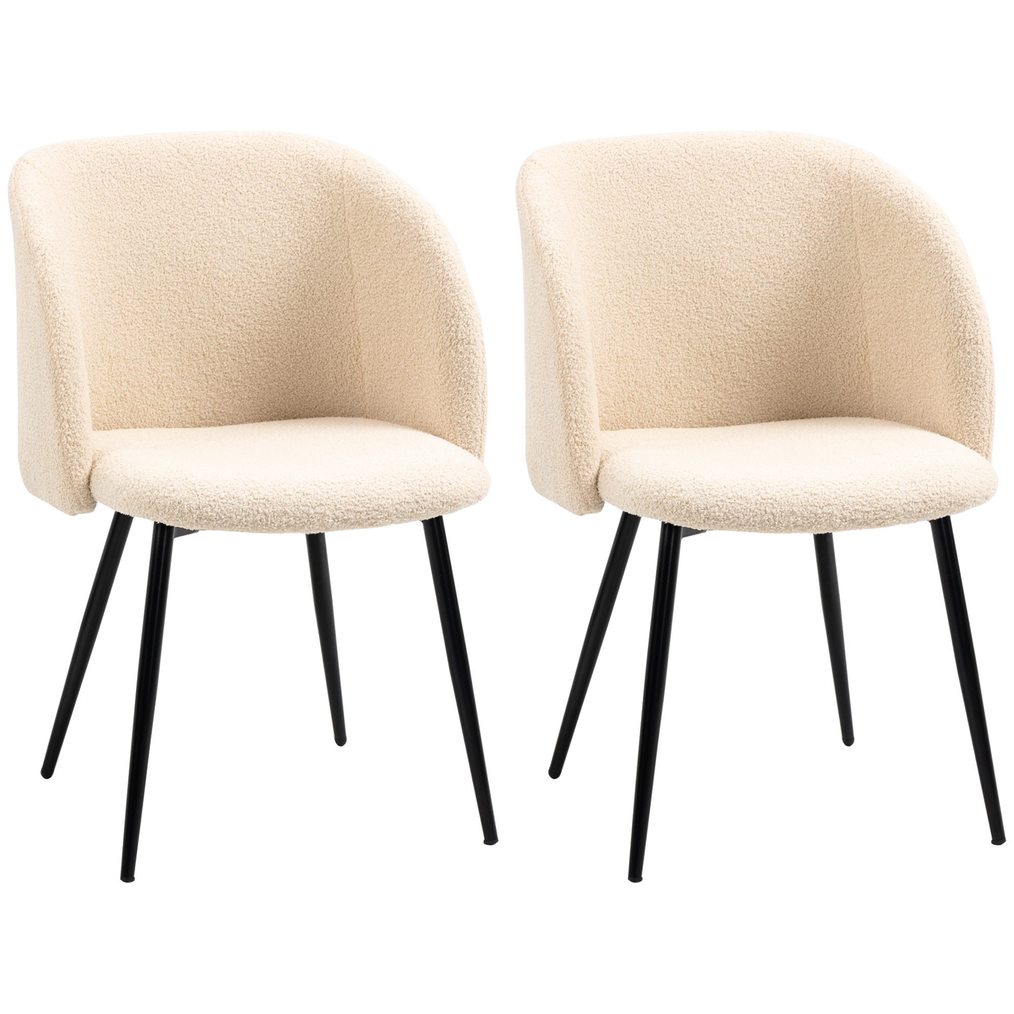 TEMU HOMCOM Lot de 2 chaises de salle à manger chaise de cuisine en tissu chaise de salon avec pieds en acier - 55 x 62 x 80 cm beige noir