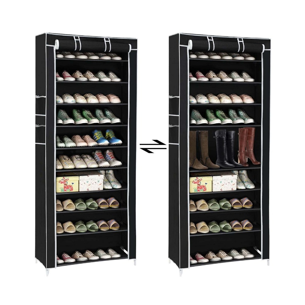 Image of Shoe Rack Closed Shoe Stand With 10 Levels Shoe Cabinet Narrow Shoe Storage With Dustproof Cover Shoe Organizer For Closet Hallway Bedroom Entrance 58 X 28 X 160