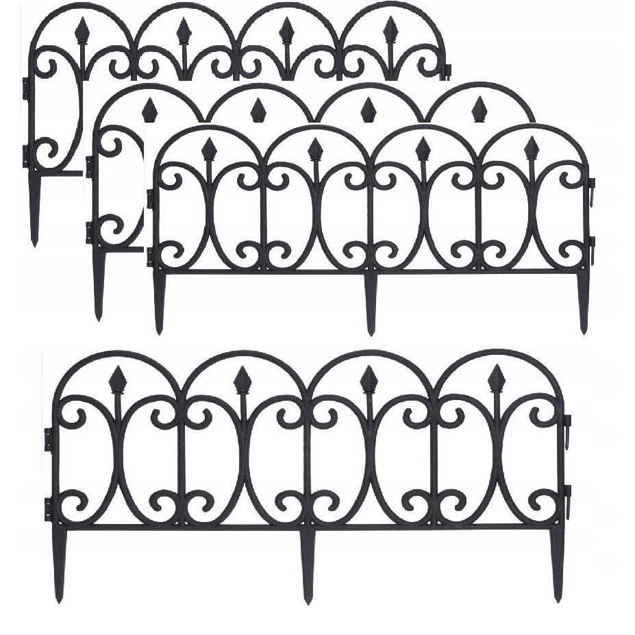 Image of Garden Fence, 4 Pieces, 240 Cm, Black Edging, Set For Arrangement, Weather-resistant