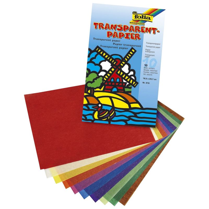 E-shop 810 Transparentpapier - Mappe, 18,5 x 29,7 cm, 42 g/qm, 10 Farben sortiert