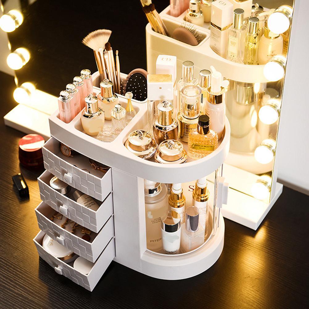 White Makeup Organizer with Drawer, Multifunctional Storage Box