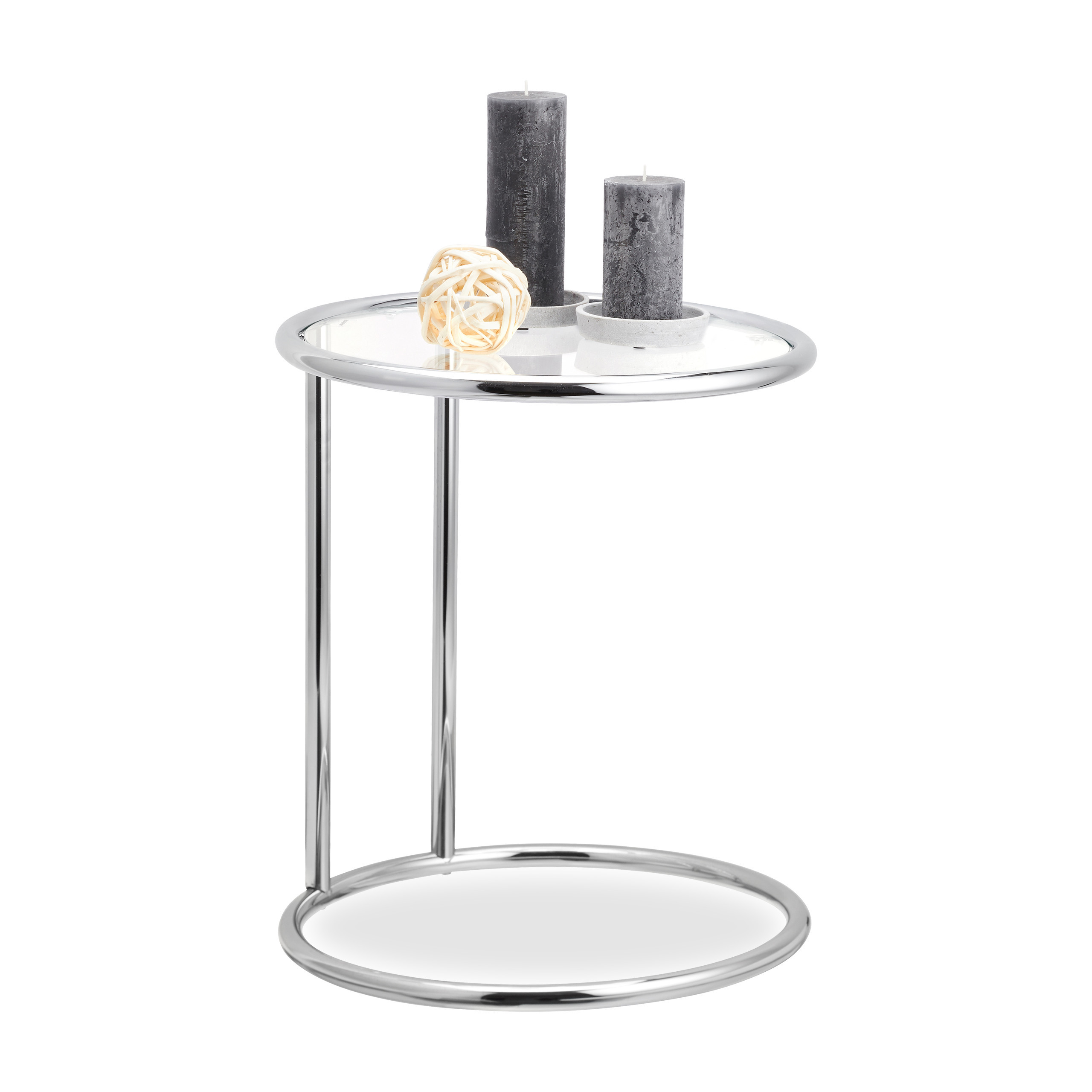 Side Table In Silver - (h)53 X Ø45 Cm