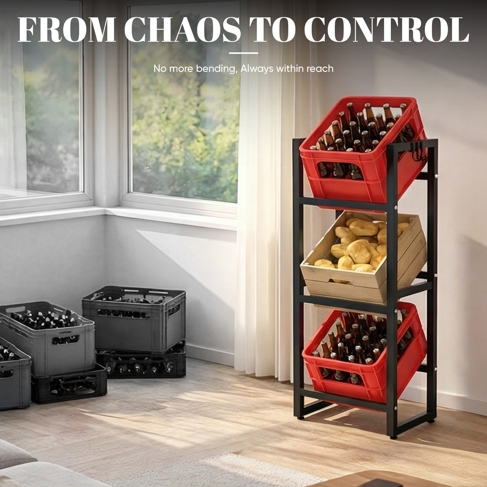Lingsen 2/3-tier Metal Beverage Box Stand - Space-, With Stable Foot Pads, Tilt Angle Design, Perfect For Kitchen Countertop & Cabinet Storage