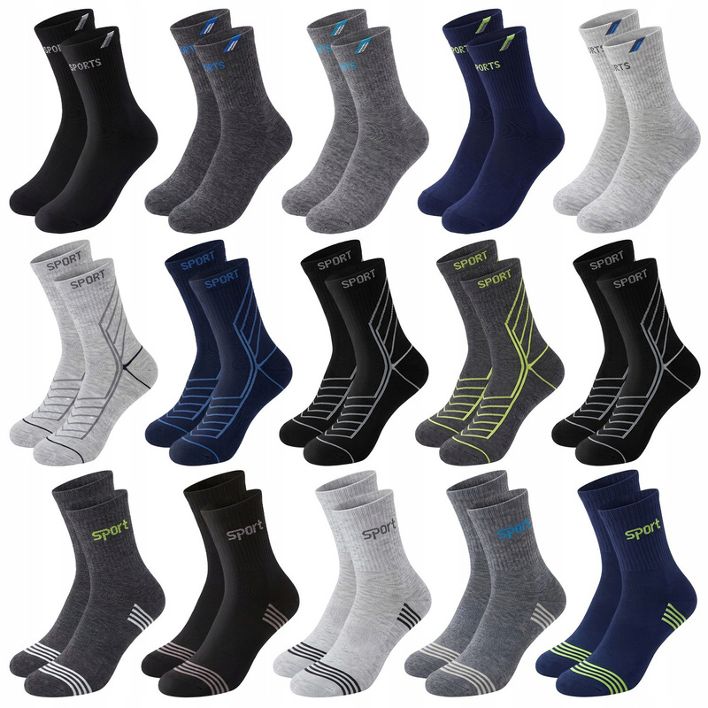 TEMU Men's High-cotton Sports Socks, Size 39 To 42, Set Of 15 Pairs, Soft Breathable Socks For Training And Everyday Wear, Elastic Material To The