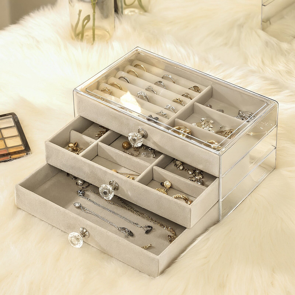 TEMU 3 Layer Jewelry Organizer With Storage, Multi-compartment For Earrings, Rings, Necklaces, Watches, Bracelets, Ideal Gifts For Christmas And