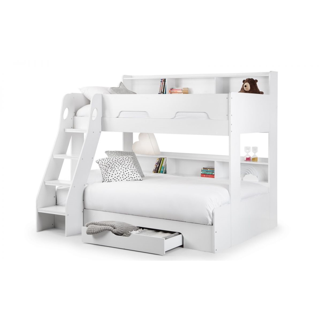 Pure White Triple Sleeper Book Case Bunk Bed 3ft (90cm)