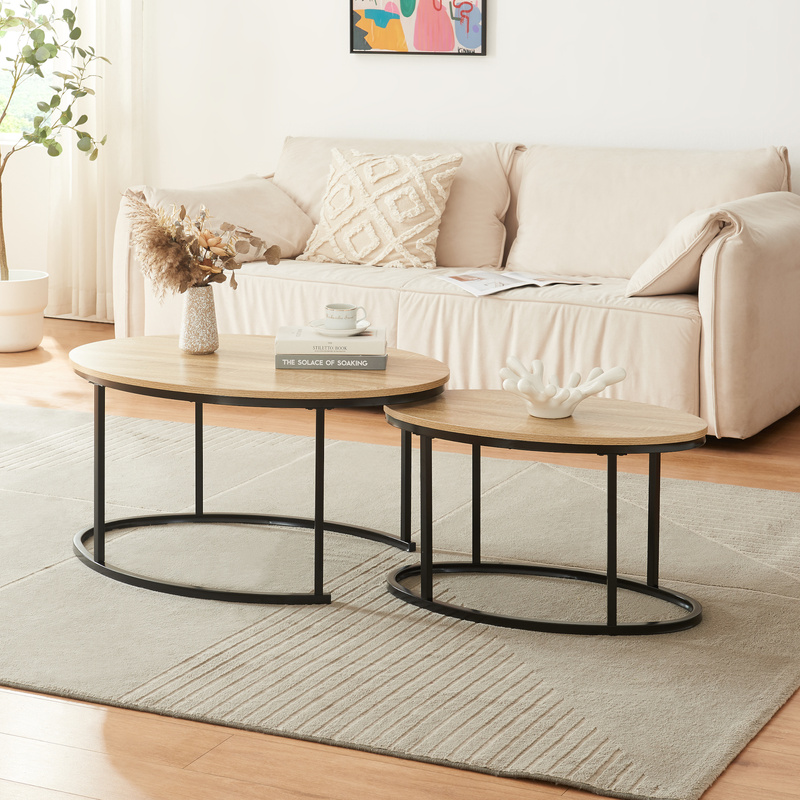 Nesting Tables Netherlands 2-piece Set Black/oak
