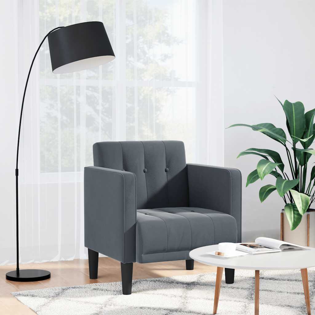 Image of Vidaxl Armchair With Armrests Dark Grey 53 Cm Velvet, Sofa Chair, Tv Chair, Relaxation Chair, Single Sofa, Relaxation Sofa, Lounge Chair, Living Room Chair