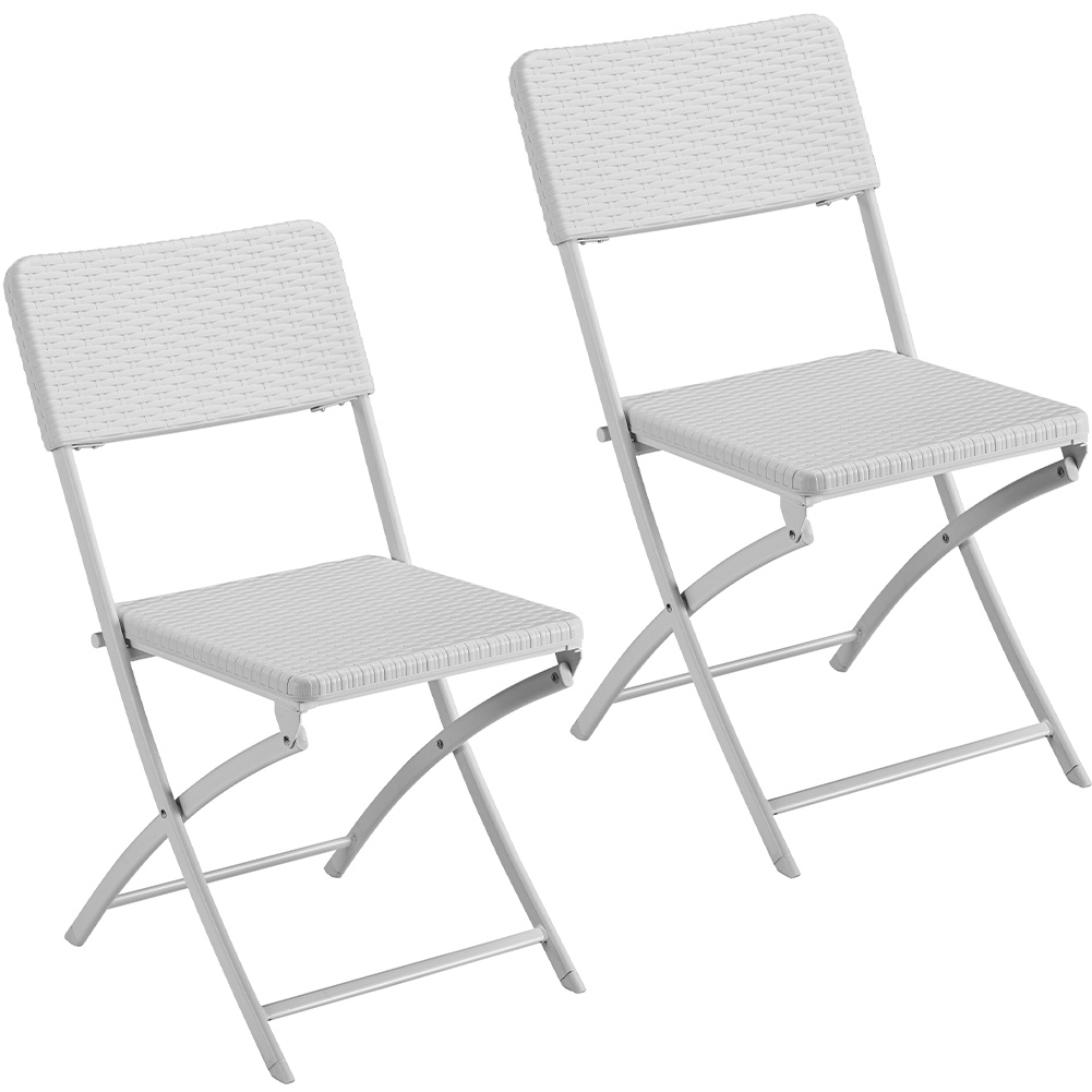 TEMU Bakaji Set Of 2 Folding Space-saving Garden Outdoor Furniture Chairs With Poly Rattan Seat And Backrest And Steel Structure Size 54 X 44.5 X 81