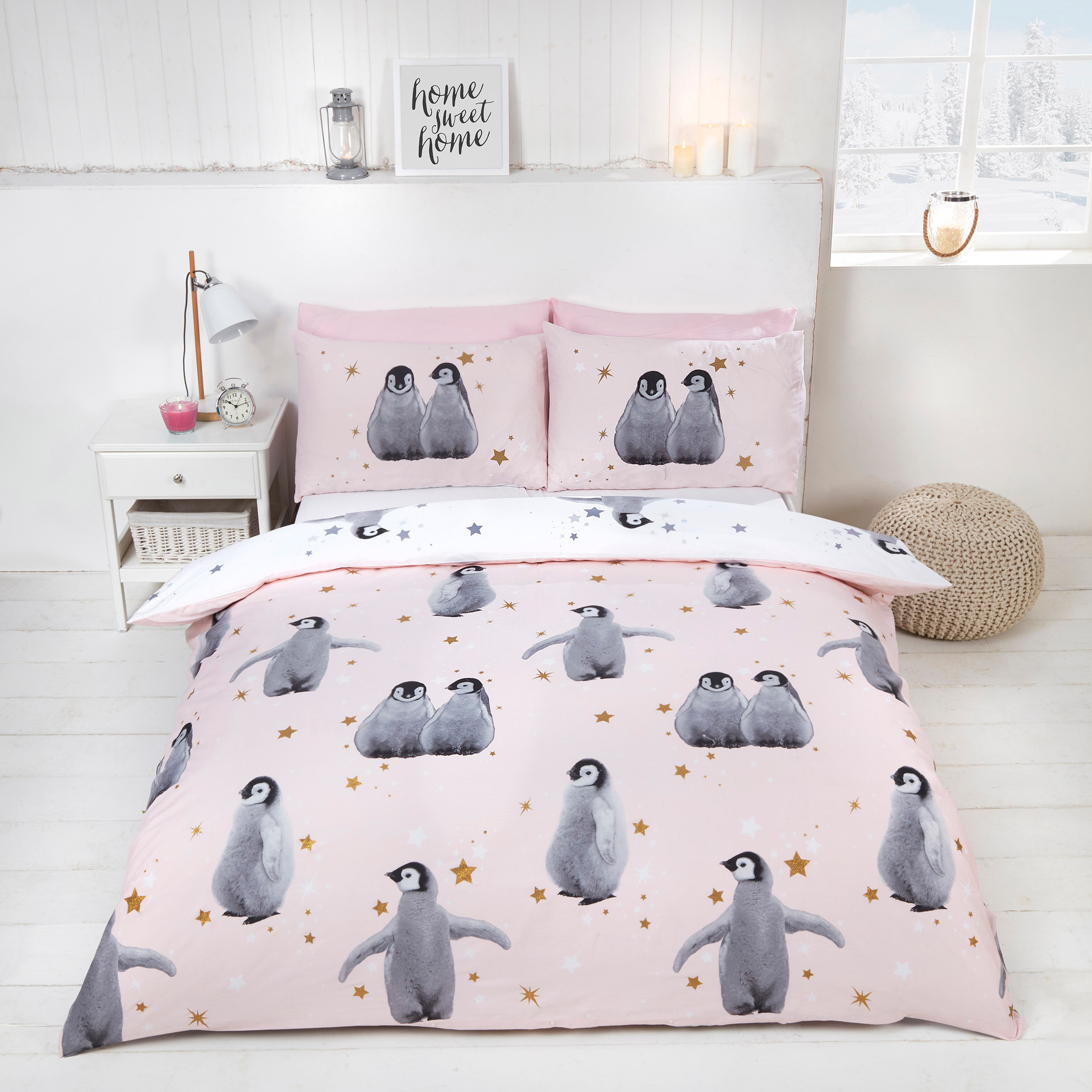 TEMU Penguins Duvet Cover Set | Festive Christmas Bedding | In Or Pink | Reversible Cute Penguin & | Includes Pillowcase | Soft, Breathable & Wrinkle